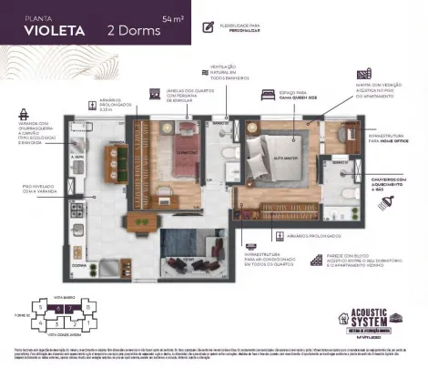 Apartamento para venda com 2 quartos e 1 vagas de garagem com 54m² - Jardim Satélite